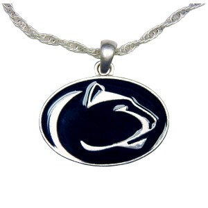 silver and navy Penn State Athletic Logo necklace